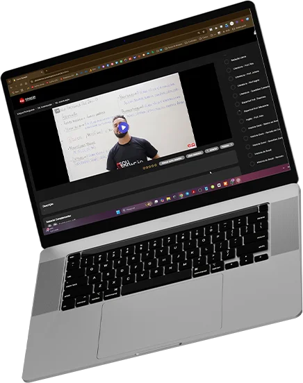 Notebook exibindo aula gravada na plataforma online
